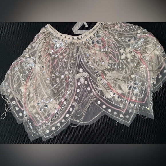 Embellished Sheer Collar Necklace - Pink and Silver main image 5